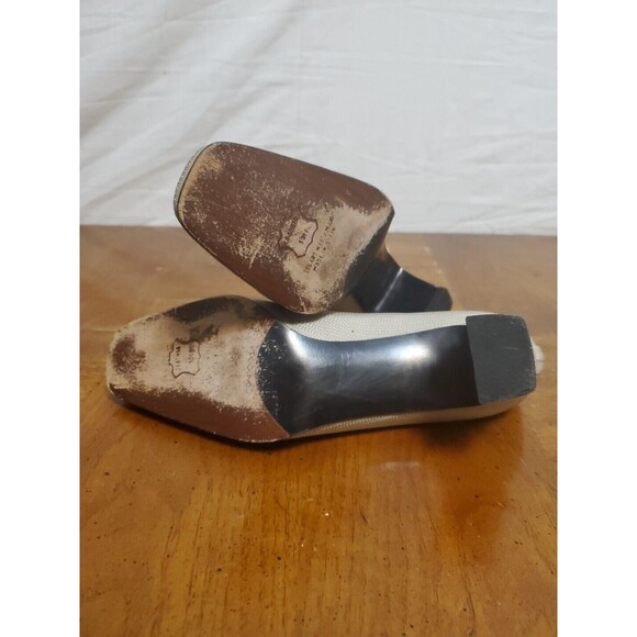 Stuart Weitzman Gold Woven Square Toe Block Heels Shoes Pumps Size 6.5B - Picture 6 of 7